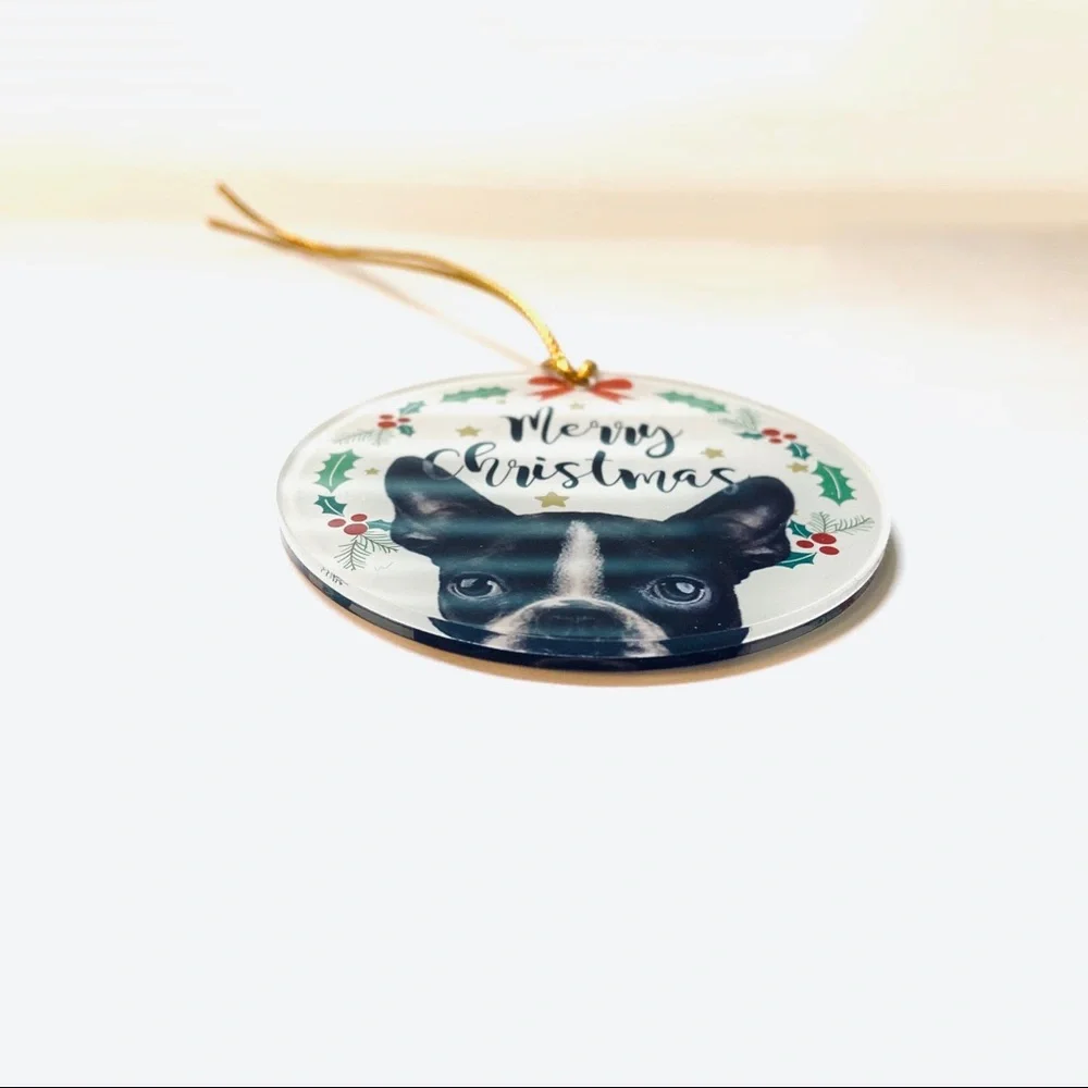 🐕 Boston Terrier Acrylic Keepsake Christmas Ornament Dog Bead Collectible - Picture 3 of 8